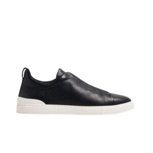 Zegna Leather Triple Stitch Monte Black